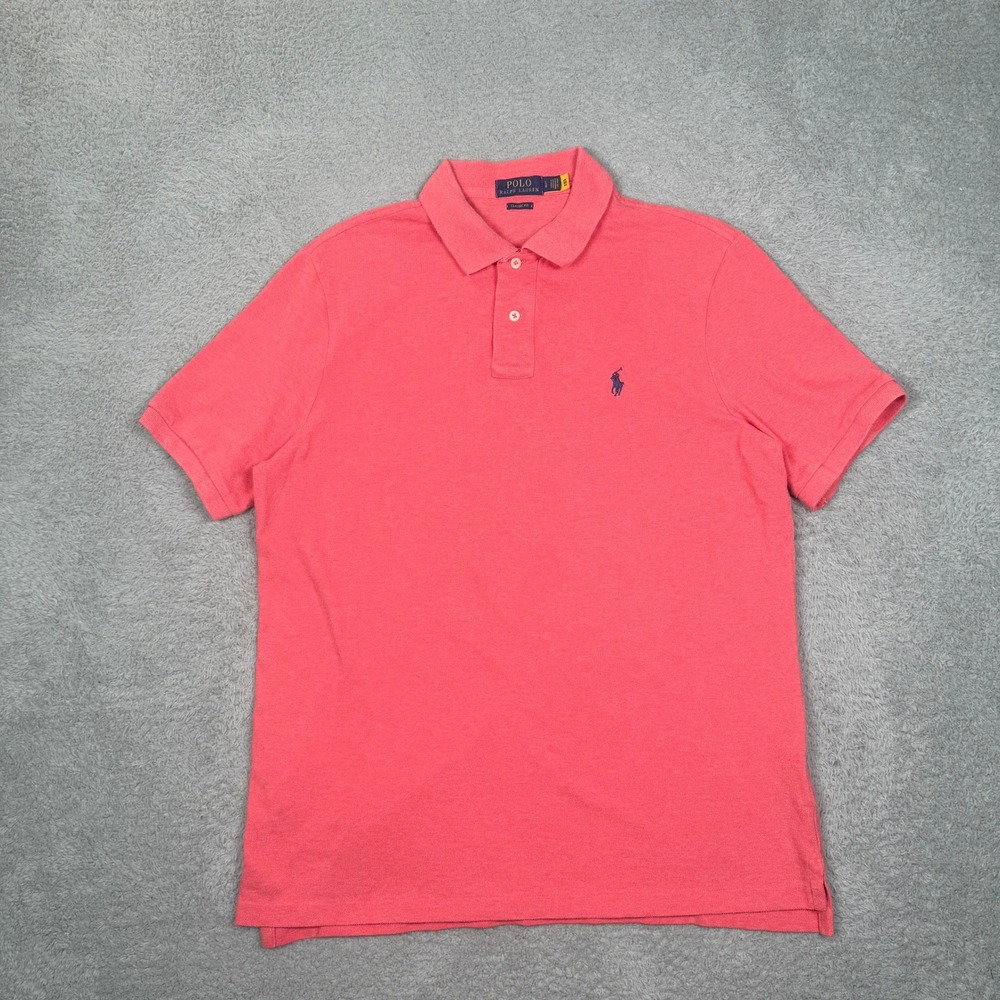 Polo Ralph Lauren Mens Classic Fit Short Sleeve Polo Shirt Coral Pink Large